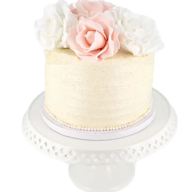 Présentoir gâteau en céramique dentelle fantaisie 25 cm-Cerf Dellier Outlet