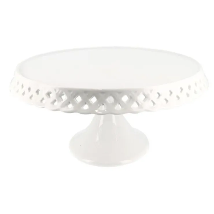 Présentoir gâteau en céramique dentelle fantaisie 25 cm-Cerf Dellier Outlet