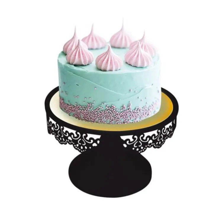 Présentoir gâteau noir broderie Ø 18 cm-Cerf Dellier New