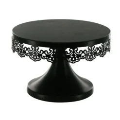 Présentoir gâteau noir broderie Ø 18 cm-Cerf Dellier New