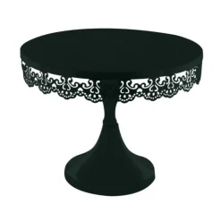 Présentoir gâteau noir broderie Ø 23 cm-Cerf Dellier Discount