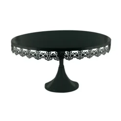 Présentoir gâteau noir broderie Ø 35 cm-Cerf Dellier Outlet