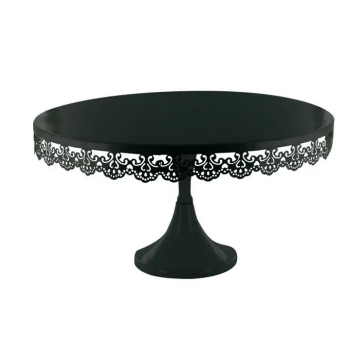 Présentoir gâteau noir broderie Ø 35 cm-Cerf Dellier Outlet