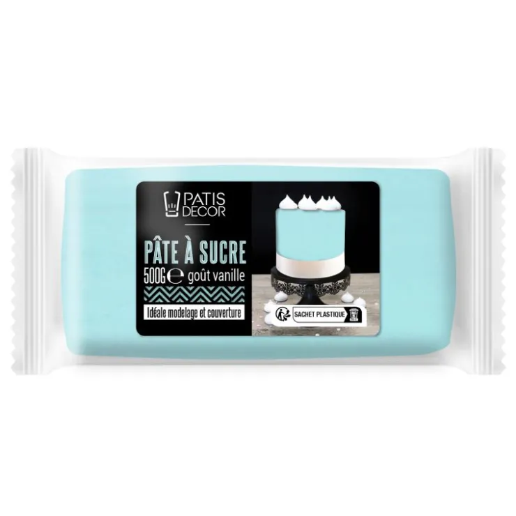 Pâte à sucre bleu ciel 500 g - DDM 09/24-Cerf Dellier New