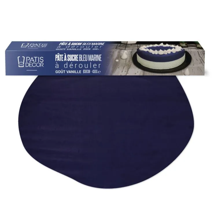 Pâte à sucre bleu marine étalée - DDM 06/24-Cerf Dellier Hot
