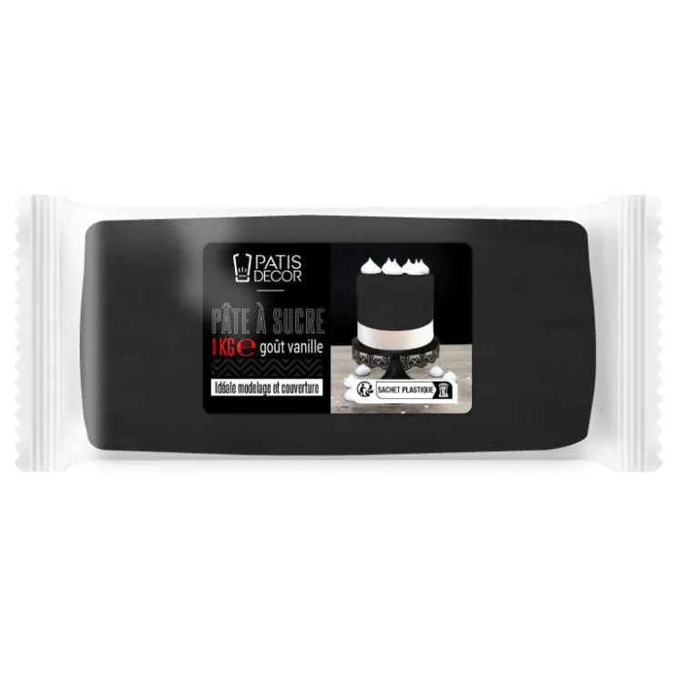 Pâte à sucre noire 1 kg-Cerf Dellier Clearance