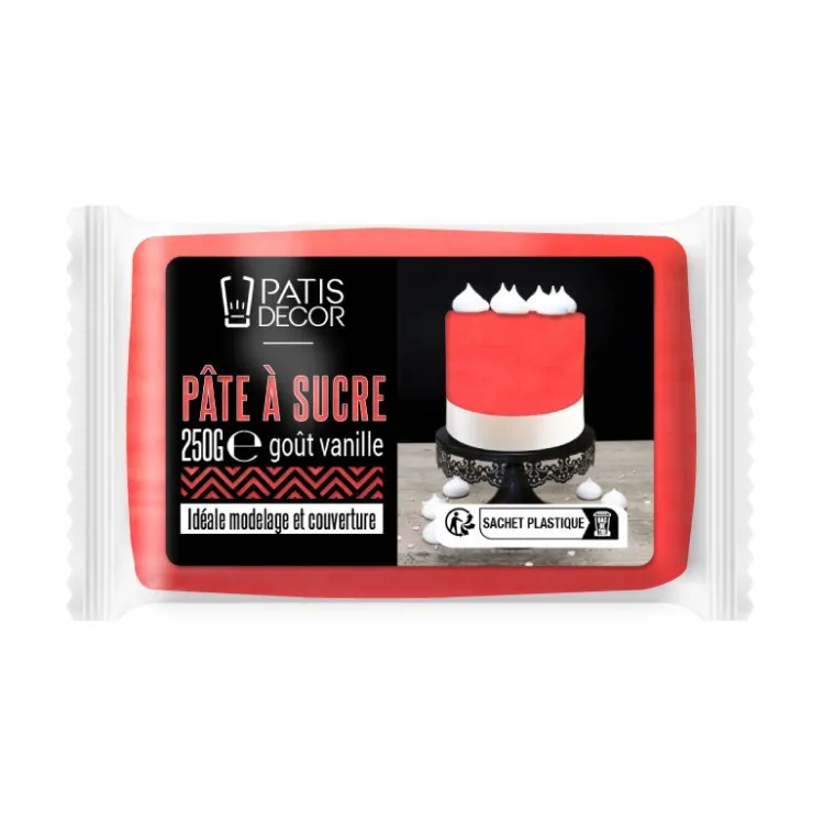 Pâte à sucre rouge 250 g-Cerf Dellier Outlet