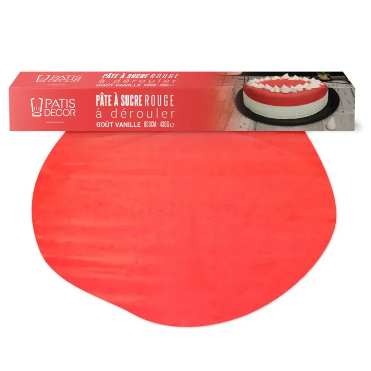 Pâte à sucre rouge étalée - DDM 06/24-Cerf Dellier Outlet