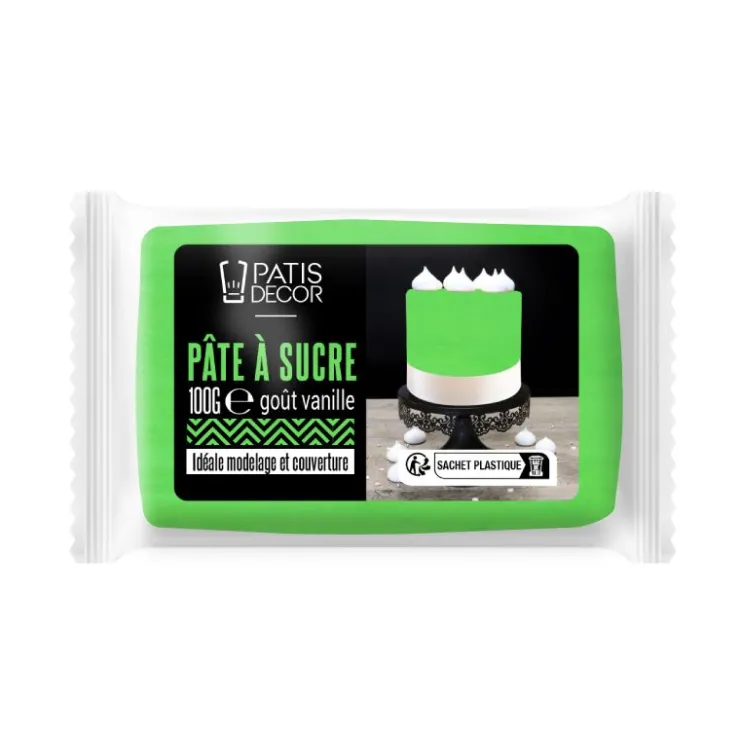 Pâte à sucre vert 100 g - DDM 11/24-Cerf Dellier