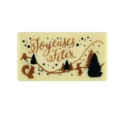 Rectangles chocolat blanc Joyeuses Fêtes (x 64)-Cerf Dellier New