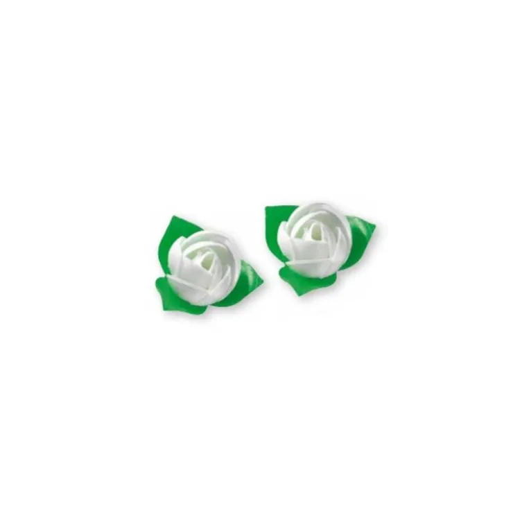 Roses blanches avec feuilles x10-Cerf Dellier