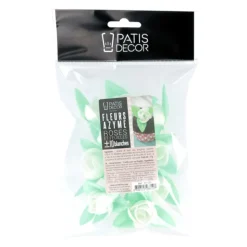 Roses blanches avec feuilles x10-Cerf Dellier