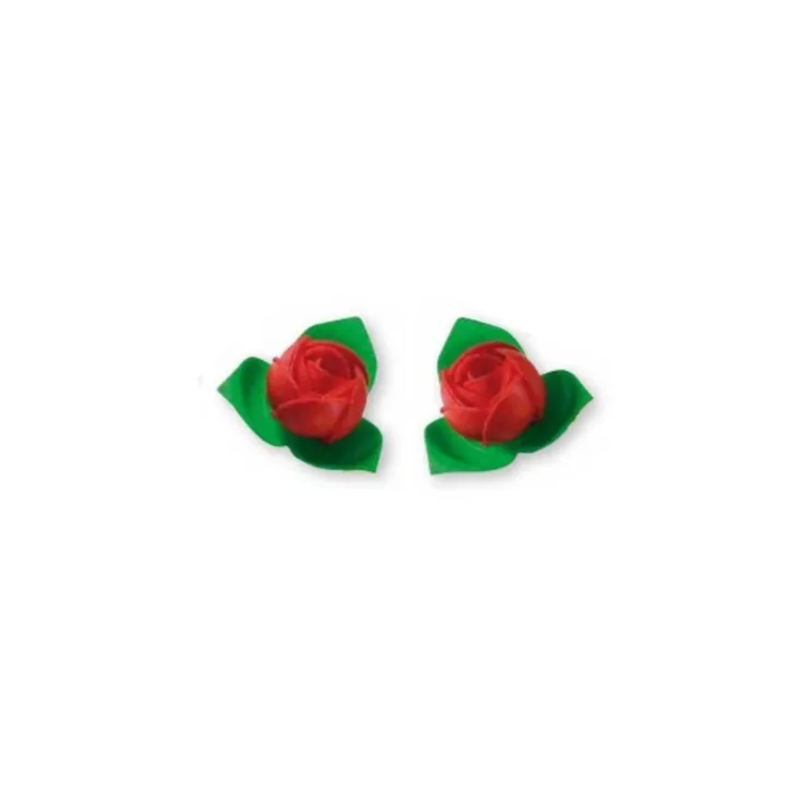 Roses rouges avec feuilles (x10)-Cerf Dellier Clearance