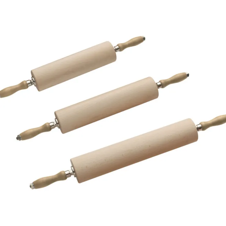 Rouleau à pâte avec poignées en hêtre diamêtre 8 cm 30 cm-Cerf Dellier Hot