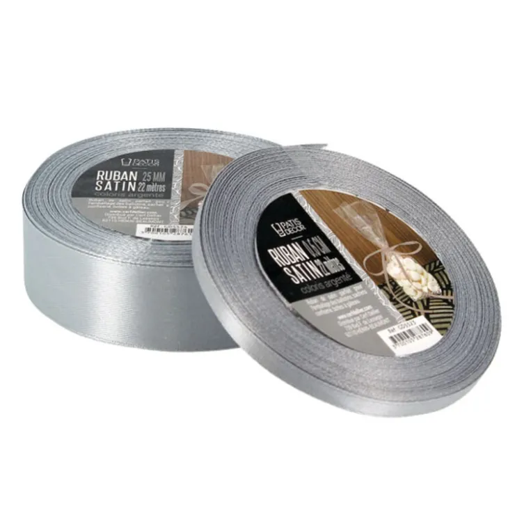 Ruban argenté satin (22 m)-Cerf Dellier Best