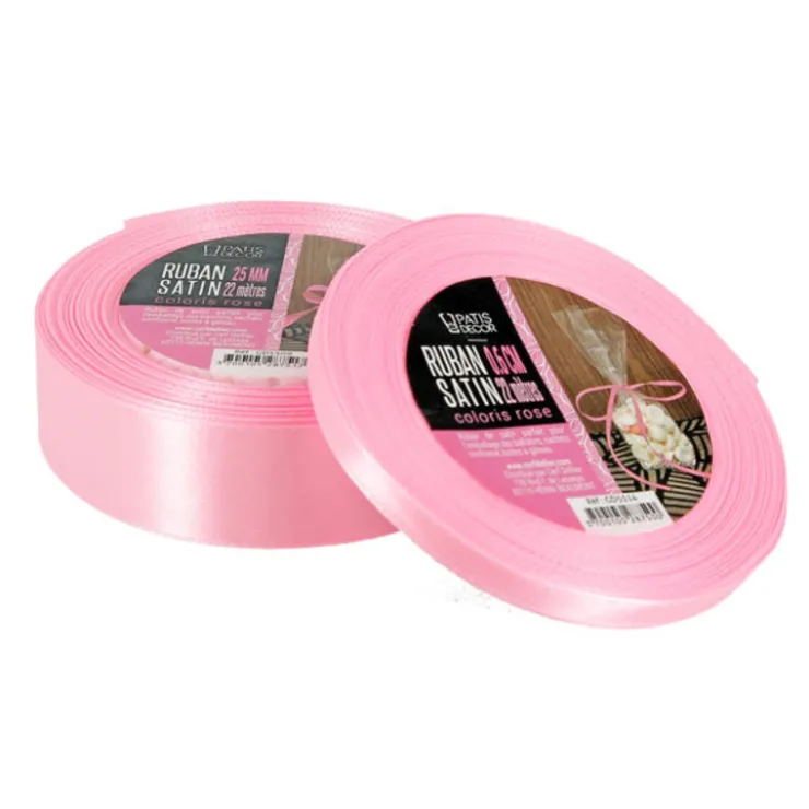 Ruban rose satin (22 m)-Cerf Dellier Discount