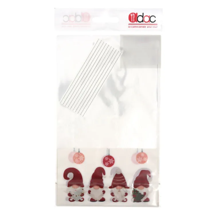 Sachets bonbons Lutins + liens - 14 x 23 cm (x 10)-Cerf Dellier Hot