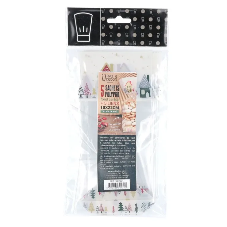 Sachets polypro Village de Noël 10 x 22 cm (x5)-Cerf Dellier Hot