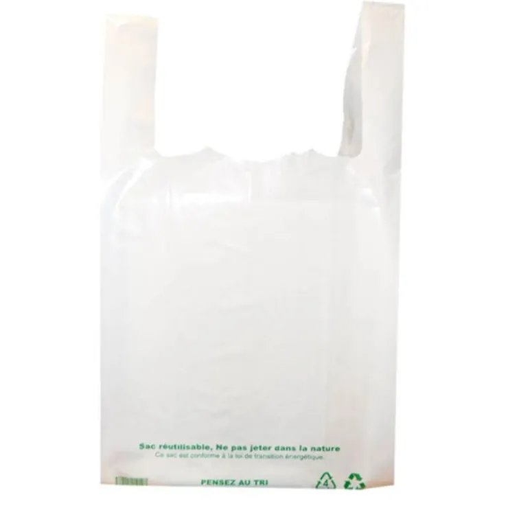 Sacs plastique bretelles blancs "Réutilisables" (x500)-Cerf Dellier Online