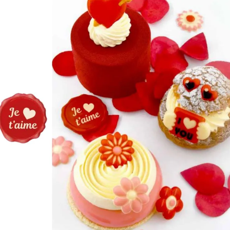 Sceau chocolat blanc Je t'aime + coeur (x70)-Cerf Dellier Clearance