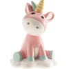 Sujet de baptême licorne rose 10 cm-Cerf Dellier