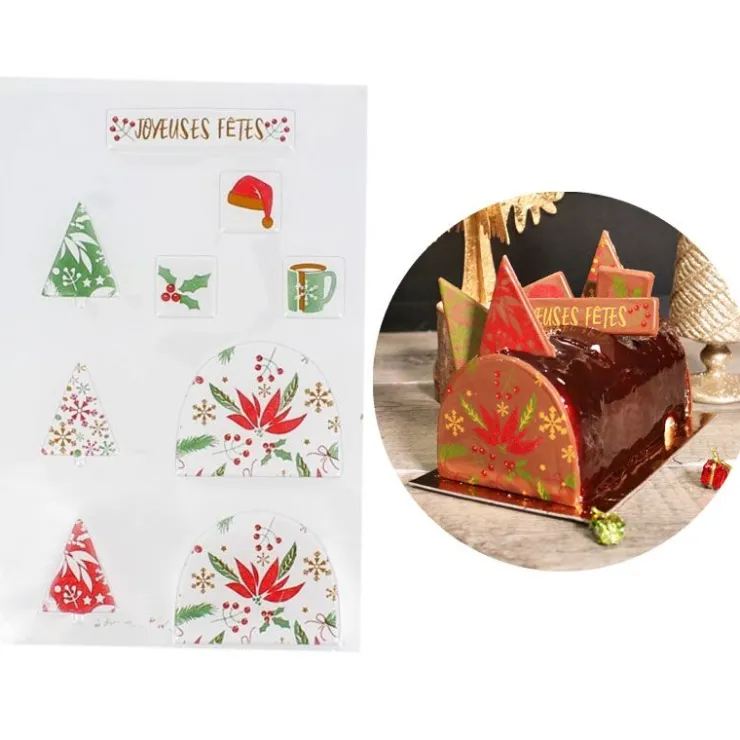 Transfert chocolat thème Noël classique-Cerf Dellier New