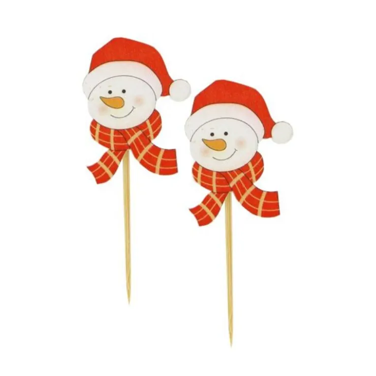 Tête bonhomme de neige Noël sur pique (x50)-Cerf Dellier Best